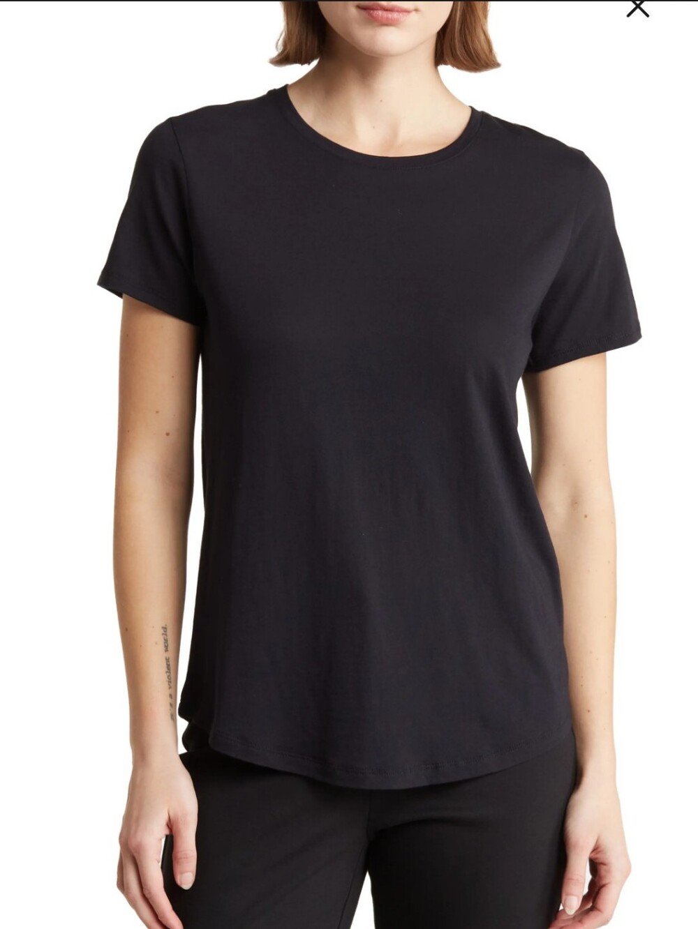 Vince Black Short Sleeve Shirtttail Crewneck Tshirt Size M
